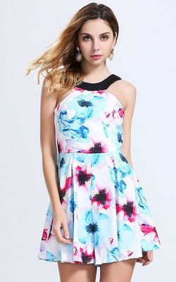 F2469 Пляжное цветочное платье мини